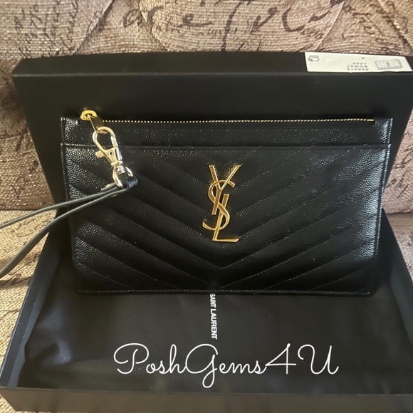 Authentic Yves Saint Laurent Zippered Clutch - Picture 2 of 4